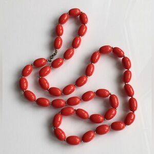 Vintage 30.5” Red Acrylic Bead Necklace